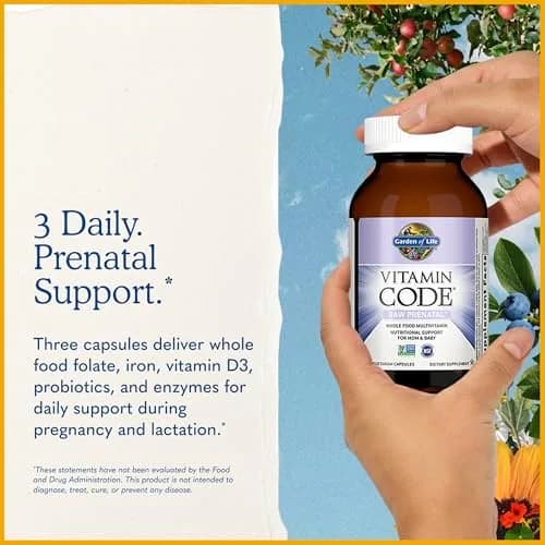 Garden of Life Vitamin Code Raw Prenatal Multivitamin for Women with Iron, Folate, Probiotics and Whole Food Nutrients - Immune and Cellular Energy Support, Non-GMO, Gluten-Free, Kosher, 180 Count thumbnail 7