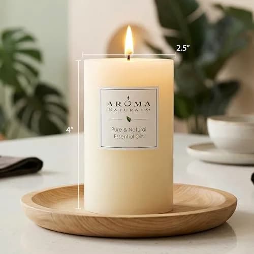 Aroma Naturals Orange, Clove & Cinnamon Pillar Candle 6.35cm x 10.16cm | Natural Essential Oil Scented thumbnail 5