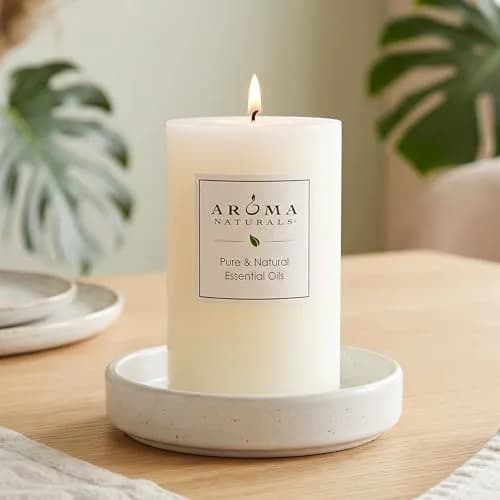 Aroma Naturals Orange, Clove & Cinnamon Pillar Candle 6.35cm x 10.16cm | Natural Essential Oil Scented thumbnail 7