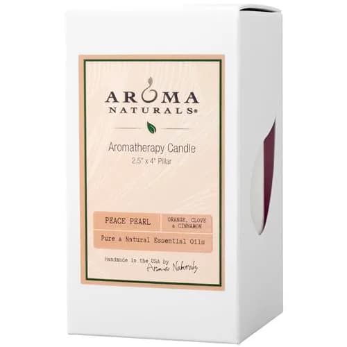 Aroma Naturals Orange, Clove & Cinnamon Pillar Candle 6.35cm x 10.16cm | Natural Essential Oil Scented thumbnail 2