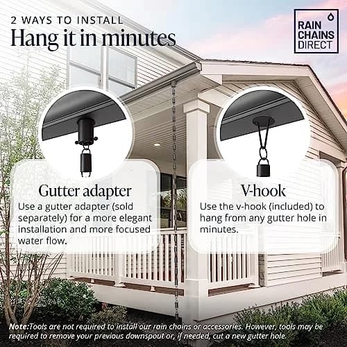 Rain Chains Direct Channel Link Rain Chain 2.59 m (8.5 FT) | Heavy Duty Aluminum for Indian Monsoons thumbnail 5