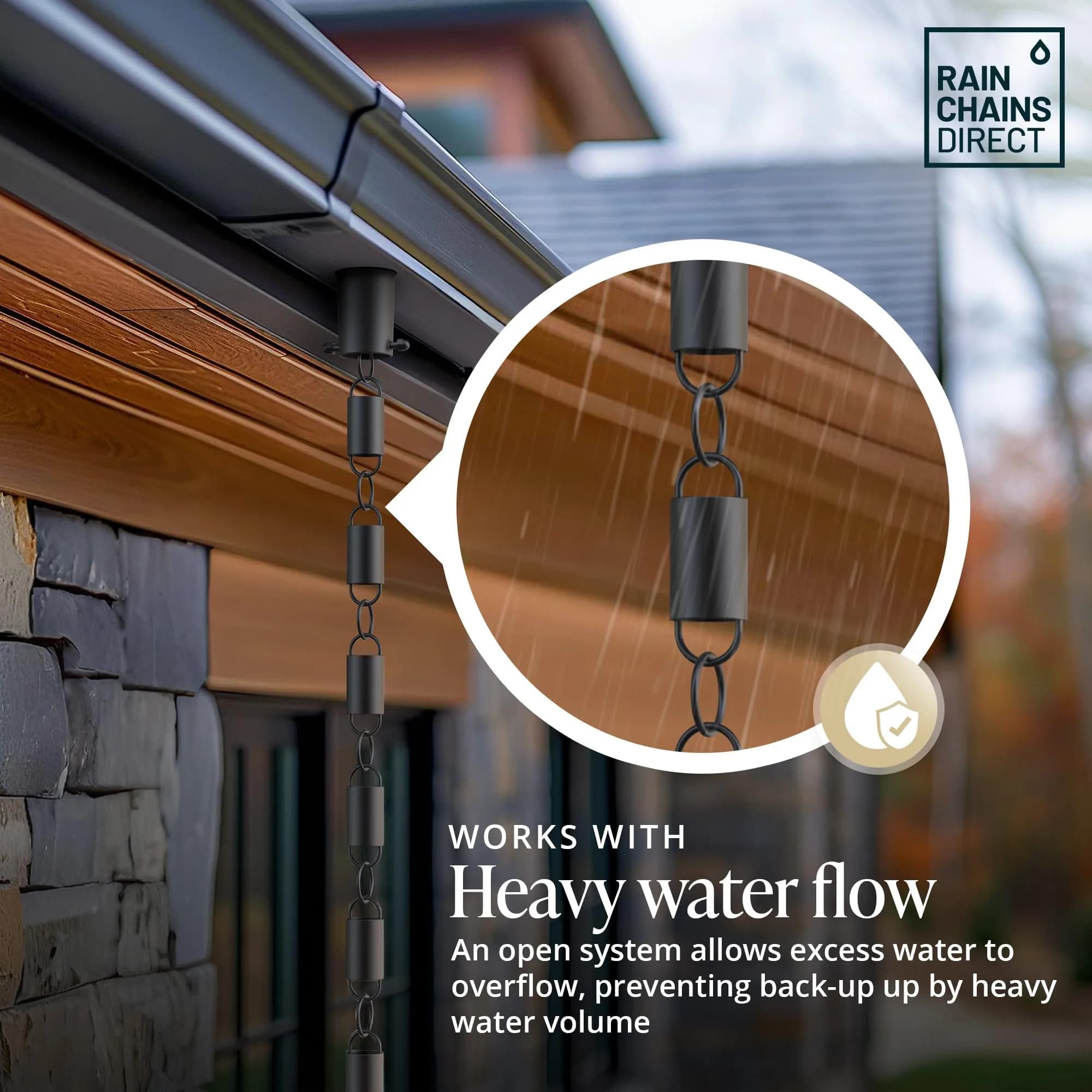 Rain Chains Direct Channel Link Rain Chain 2.59 m (8.5 FT) | Heavy Duty Aluminum for Indian Monsoons - view 6