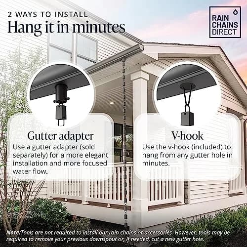 Rain Chains Direct Square Link Rain Chain 2.59 m (8.5 FT) | Durable Black Powder-Coated Aluminum thumbnail 5
