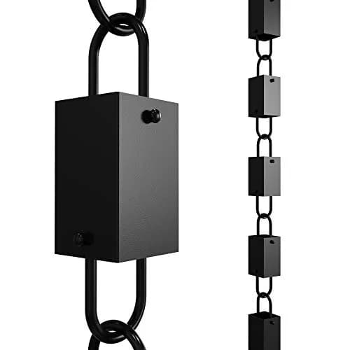 Rain Chains Direct Square Link Rain Chain 2.59 m (8.5 FT) | Durable Black Powder-Coated Aluminum thumbnail 1