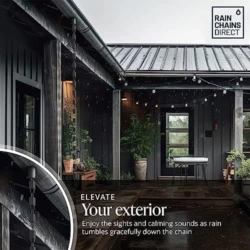 Rain Chains Direct Square Link Rain Chain 2.59 m (8.5 FT) | Durable Black Powder-Coated Aluminum thumbnail 7