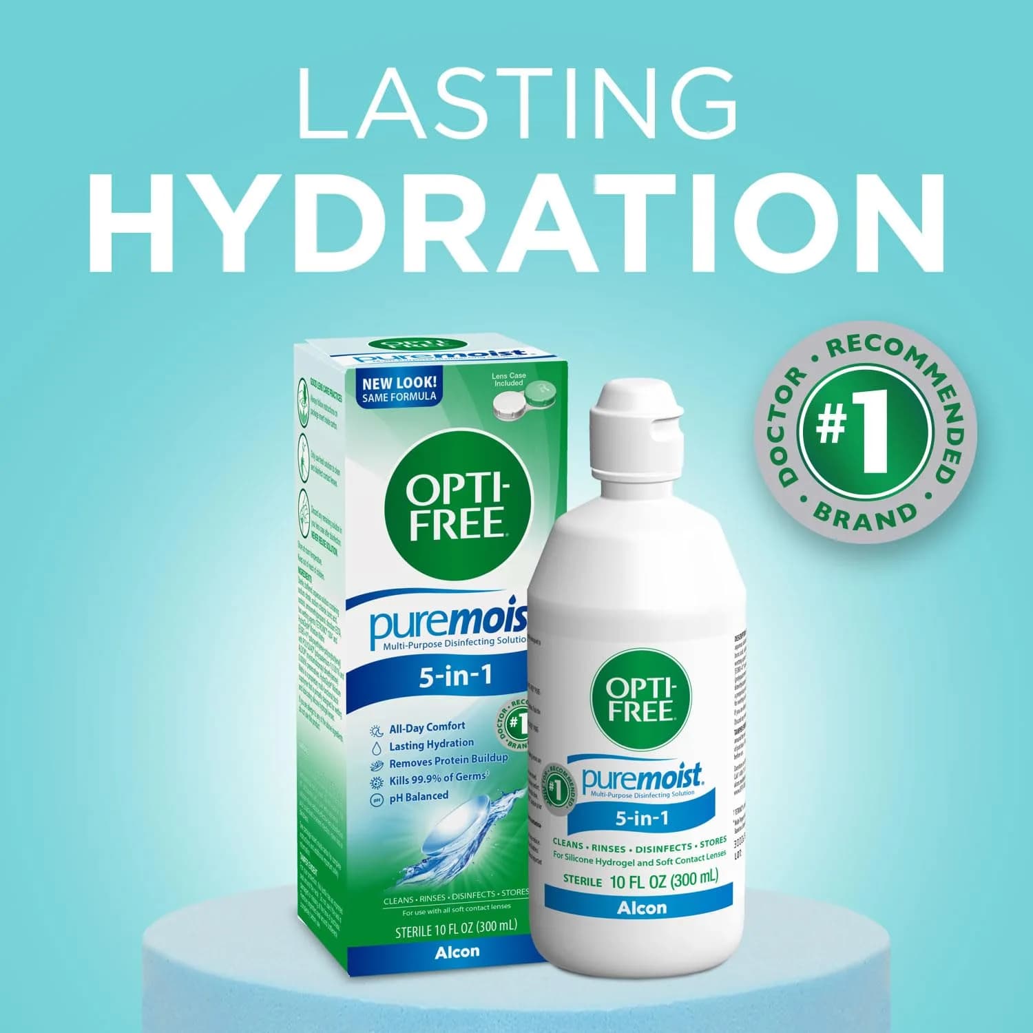 Opti-Free Puremoist Multi-Purpose Contact Lens Solution 296ml (10 Fl Oz) | Doctor Recommended for All-Day Comfort - view 5