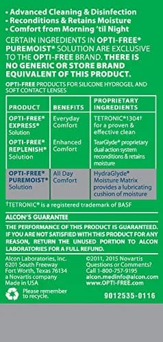 Opti-Free Puremoist Multi-Purpose Contact Lens Solution 59ml (2 Fl Oz) | Doctor Recommended for All-Day Comfort thumbnail 3