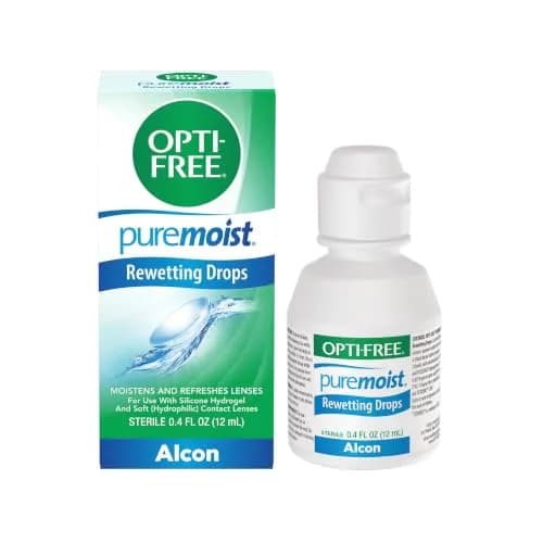 Opti-Free Puremoist Contact Lens Rewetting Drops 12 mL (0.4 Fl Oz) | FDA Approved for All Soft Lenses thumbnail 1