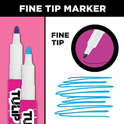 Tulip Permanent Fabric Markers Neon 6 Pack | Fine Tip, Child Safe, Non-Toxic, Wash-Fast thumbnail 5