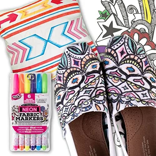 Tulip Permanent Fabric Markers Neon 6 Pack | Fine Tip, Child Safe, Non-Toxic, Wash-Fast thumbnail 6