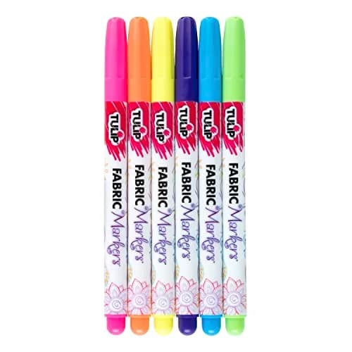 Tulip Permanent Fabric Markers Neon 6 Pack | Fine Tip, Child Safe, Non-Toxic, Wash-Fast thumbnail 2