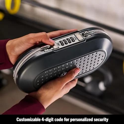 Master Lock 5900D Portable Travel Safe with Cable, 0.08 cu ft (2.6 x 9.8 x 5.5 in) | Secure Combination Lock Box for Valuables thumbnail 4