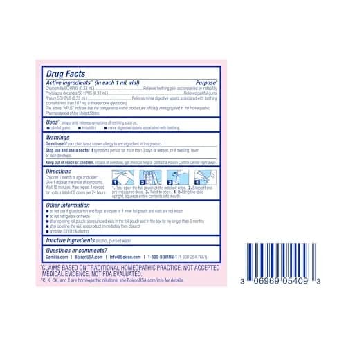 Boiron Camilia Teething Drops 30 Count | Natural Relief for Baby Gums & Irritability thumbnail 6