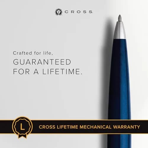 Cross ATX Translucent Blue Lacquer Ballpoint Pen, Medium Point, Black Ink | Smooth Writing, Ergonomic Grip thumbnail 3