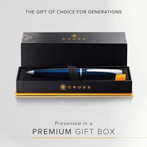 Cross ATX Translucent Blue Lacquer Ballpoint Pen, Medium Point, Black Ink | Smooth Writing, Ergonomic Grip thumbnail 4