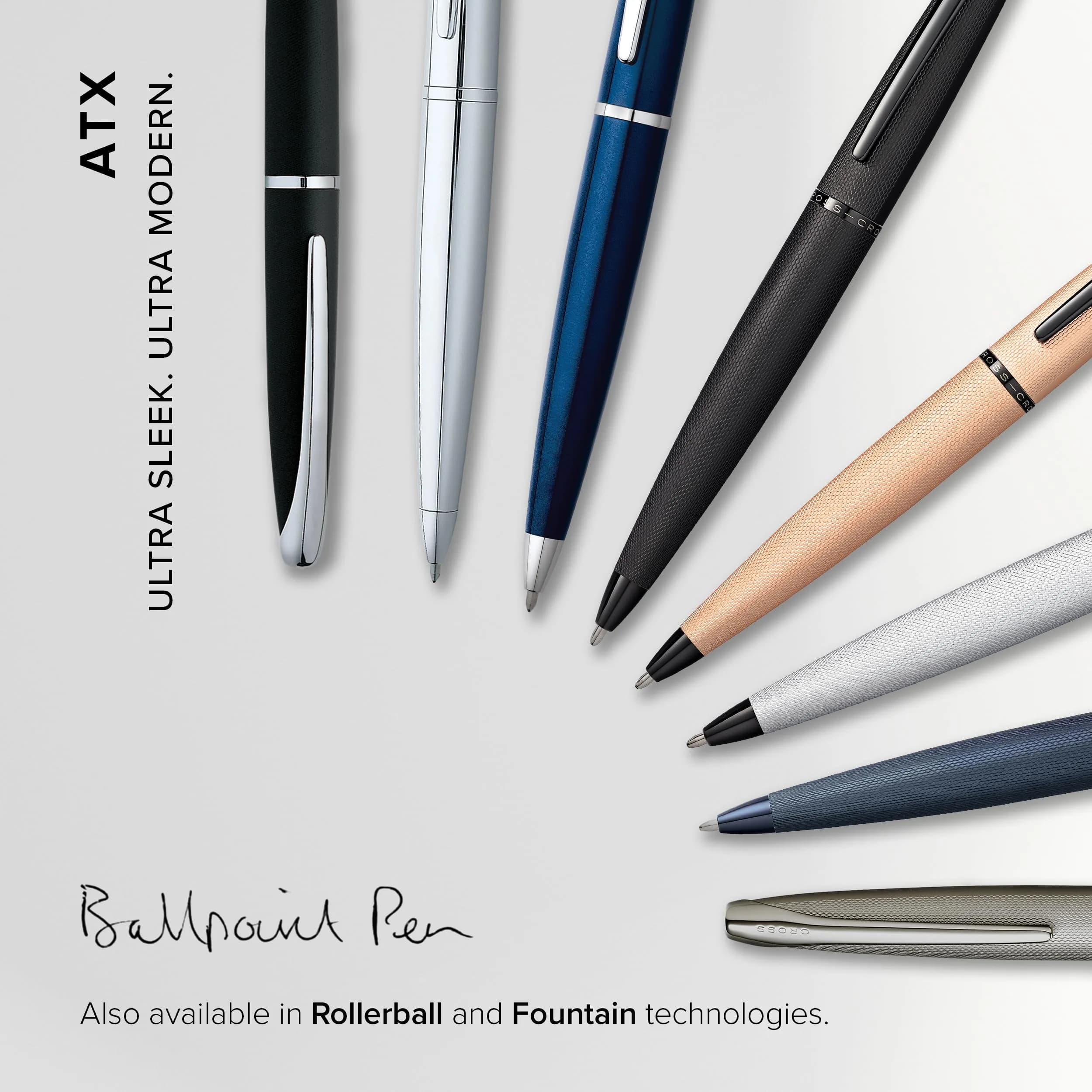 Cross ATX Translucent Blue Lacquer Ballpoint Pen, Medium Point, Black Ink | Smooth Writing, Ergonomic Grip - view 5