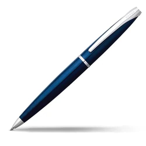Cross ATX Translucent Blue Lacquer Ballpoint Pen, Medium Point, Black Ink | Smooth Writing, Ergonomic Grip thumbnail 1
