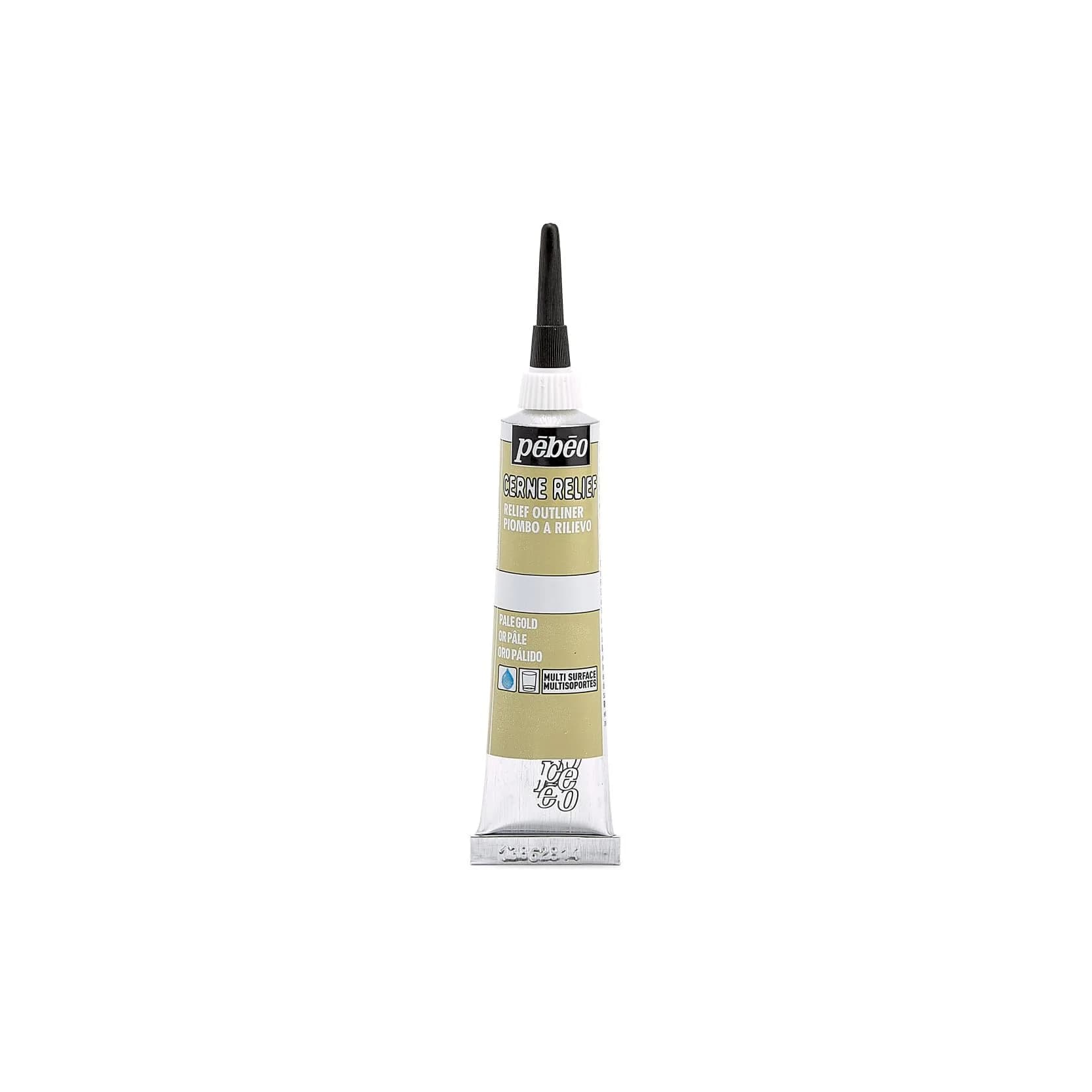 Pebeo Vitrail Cerne Relief Dimensional Paint Vermeil Gold 20ml (0.68 Fl Oz) | ASTM D-4236 Certified — Pale Gold