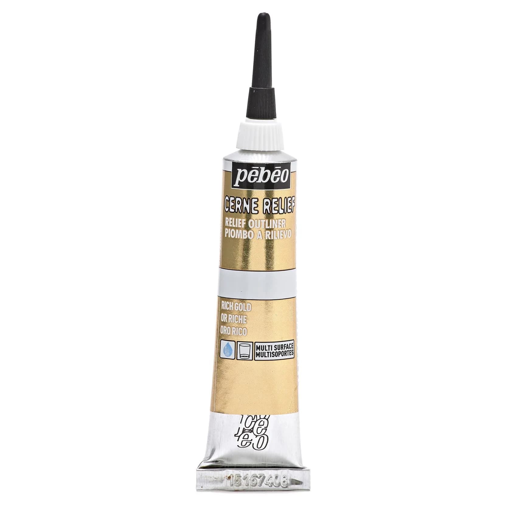 Pebeo Vitrail Cerne Relief Dimensional Paint 20ml (0.67 Fl Oz) Rich Gold | Water-Based Outliner for Glass & Metal — Rich Gold