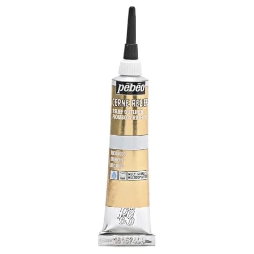 Pebeo Vitrail Cerne Relief Dimensional Paint 20ml (0.67 Fl Oz) Rich Gold | Water-Based Outliner for Glass & Metal thumbnail 1