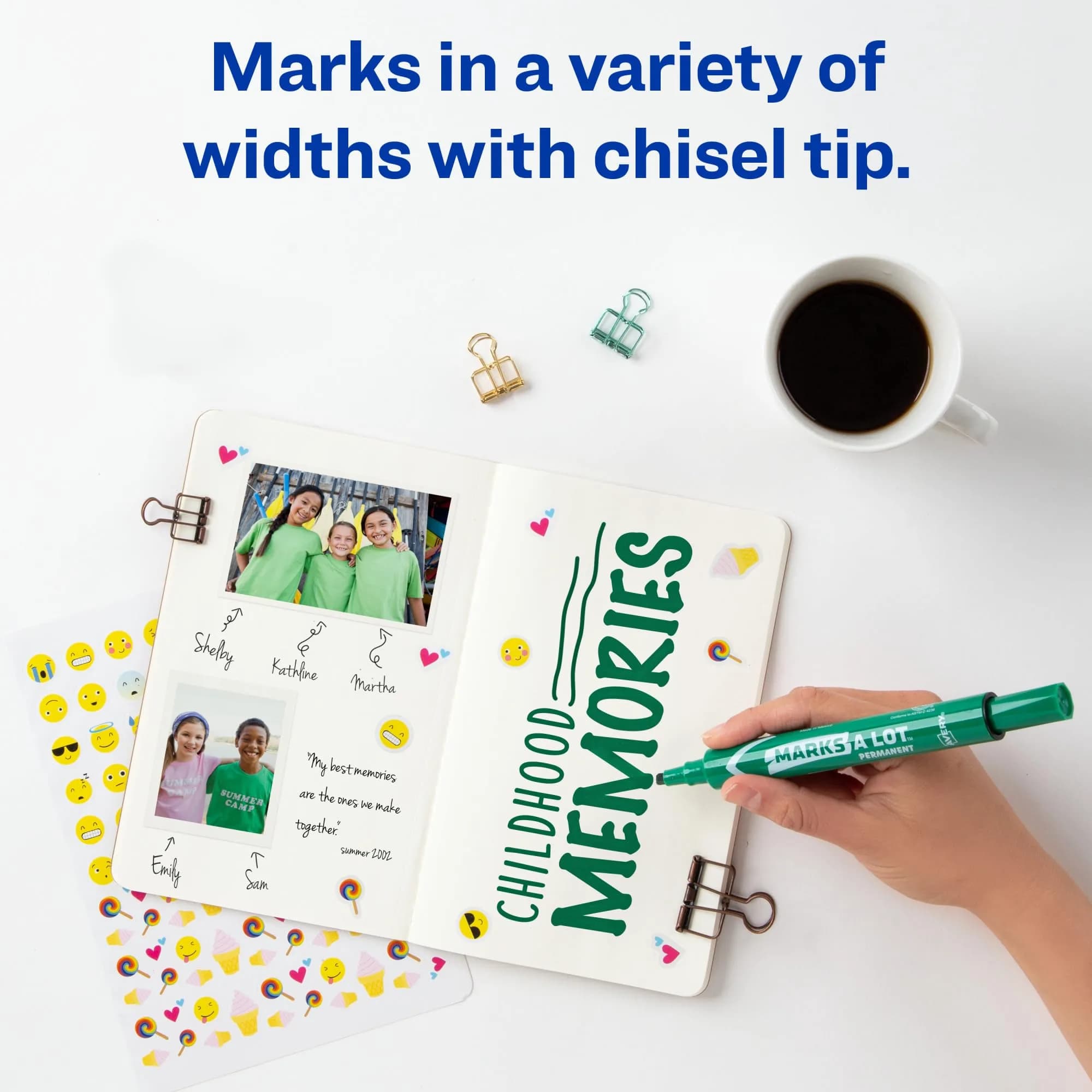 Avery® Marks A Lot® Permanent Markers, Large Desk-Style Size, Chisel Tip, 12 Green Markers | ACMI Certified Low-Odor - view 4