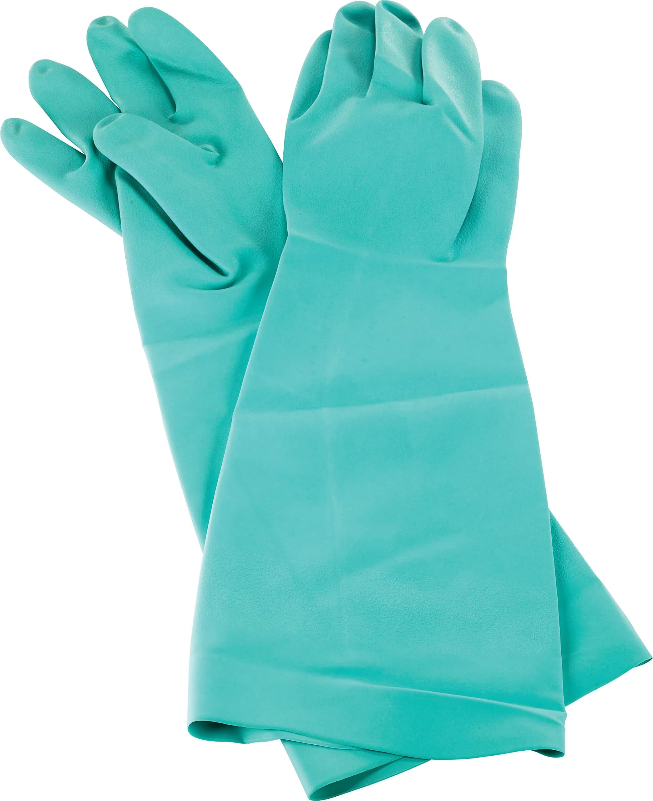 San Jamar Nitrile Dishwashing Gloves Small | Heat-Resistant, Textured Grip, Cotton Lining — Greem