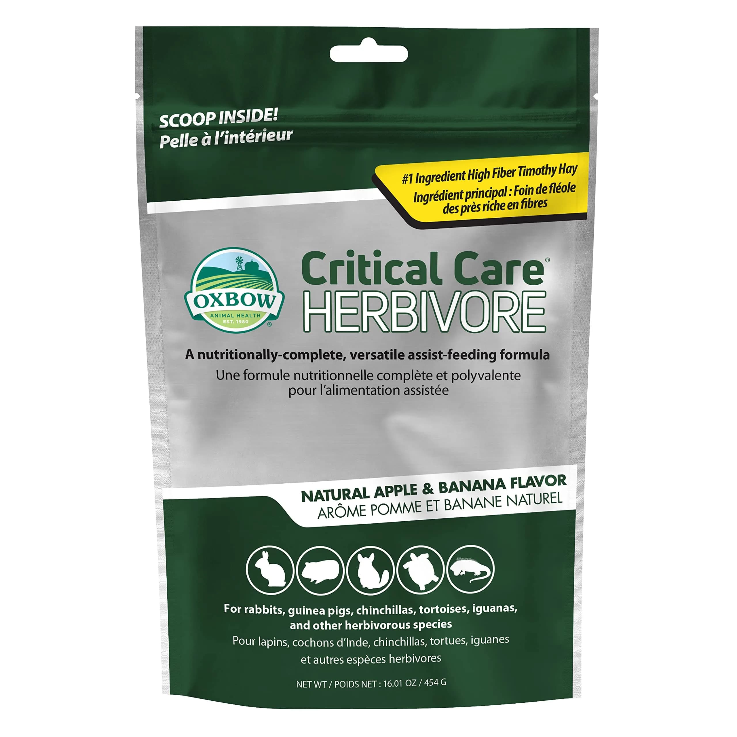 Oxbow Critical Care Herbivore Apple Banana 141 g (4.97 oz) | Veterinary Formula for Small Herbivores — 16.01 Ounce