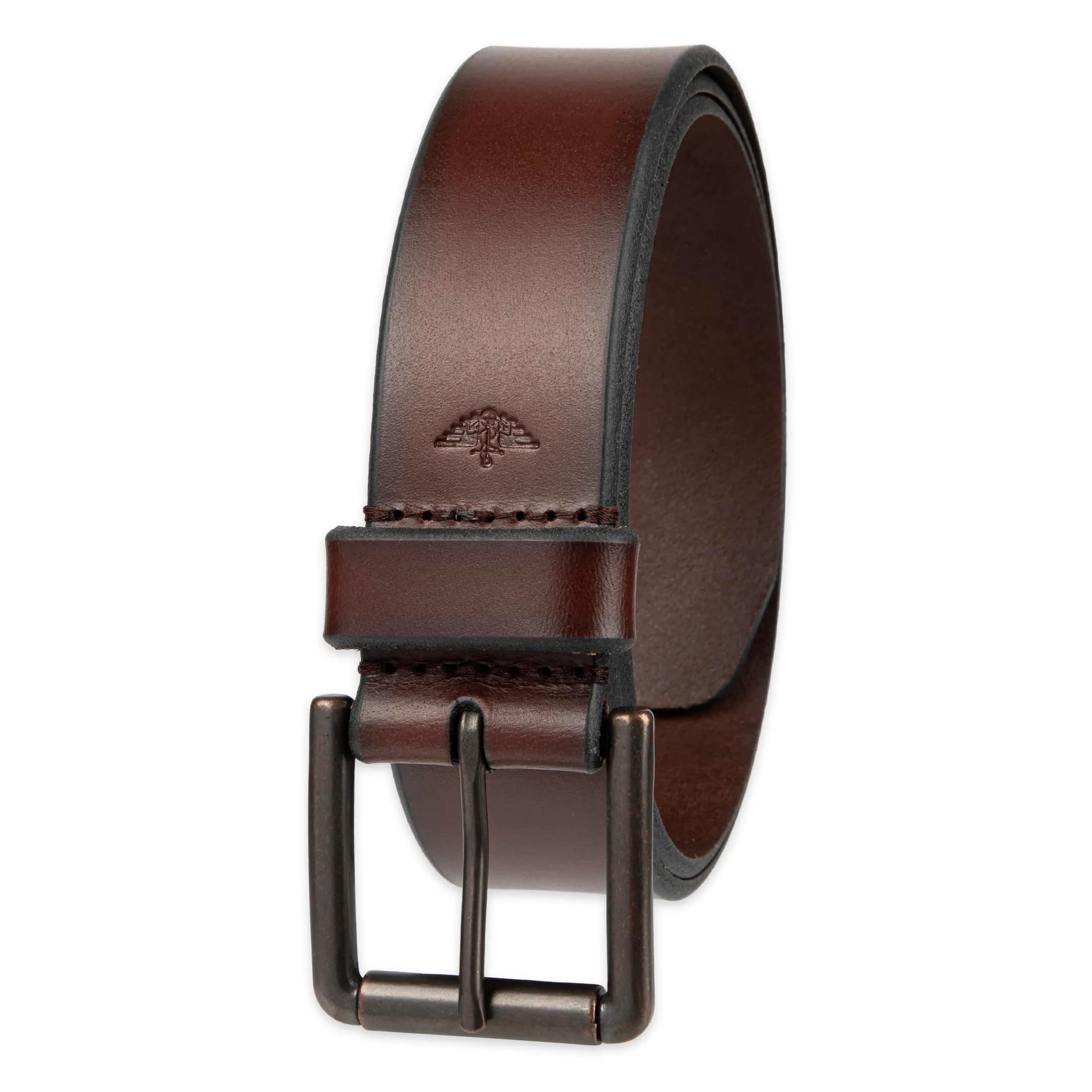 Dockers Mens Casual Belt 38 US | Classic Leather, Silver Buckle, 1.5" Wide — Brown / 34