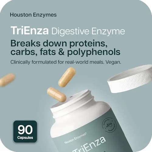 Houston Enzymes TriEnza Digestive Enzymes 90 Capsules | Supports Protein, Carb, Fat Digestion thumbnail 2