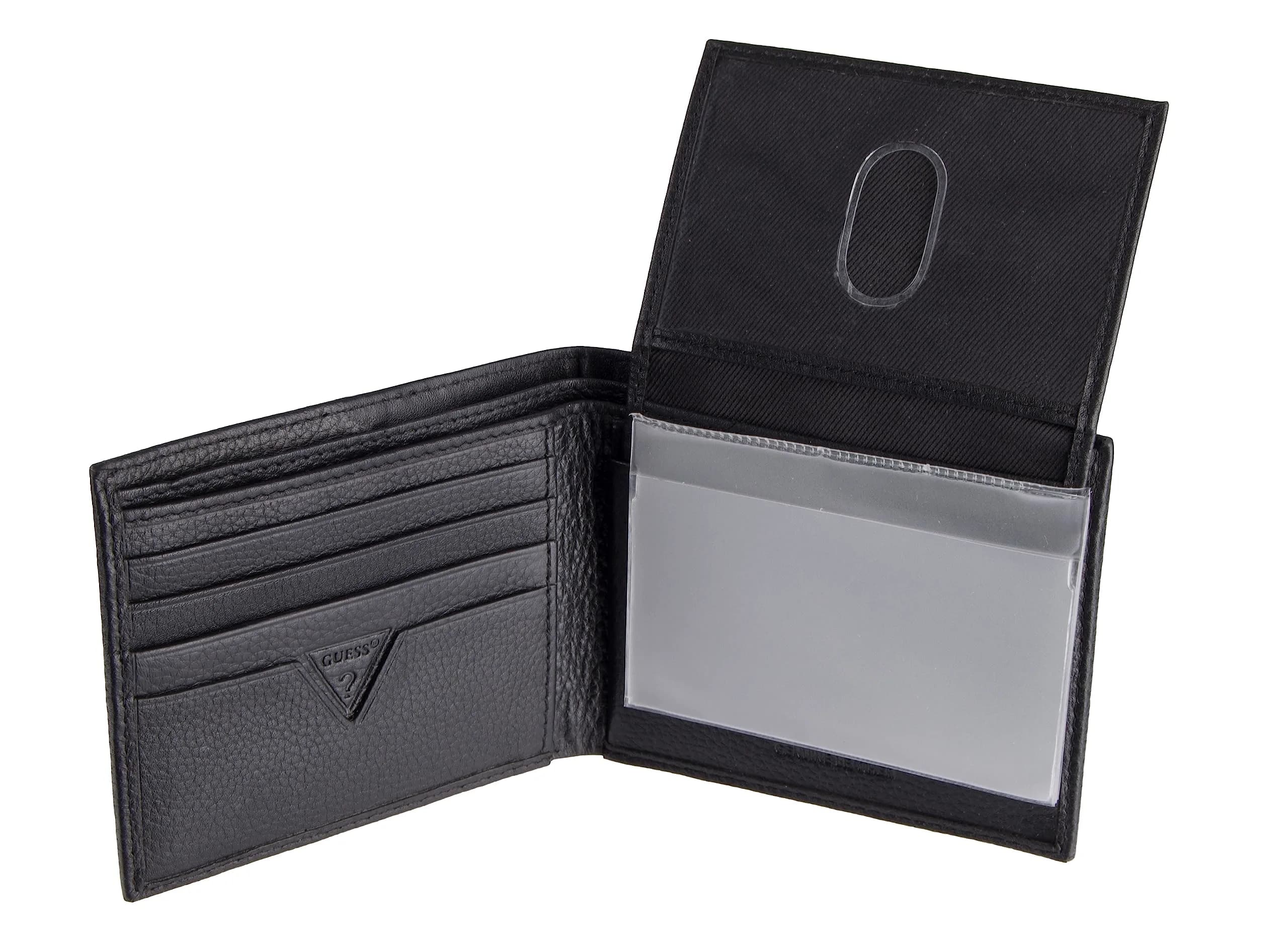 GUESS Men's Black Full-Grain Leather Passcase Wallet | RFID Blocking, 6 Card Slots, ID Window - view 2