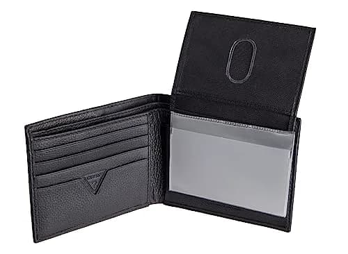 GUESS Men's Black Full-Grain Leather Passcase Wallet | RFID Blocking, 6 Card Slots, ID Window thumbnail 2