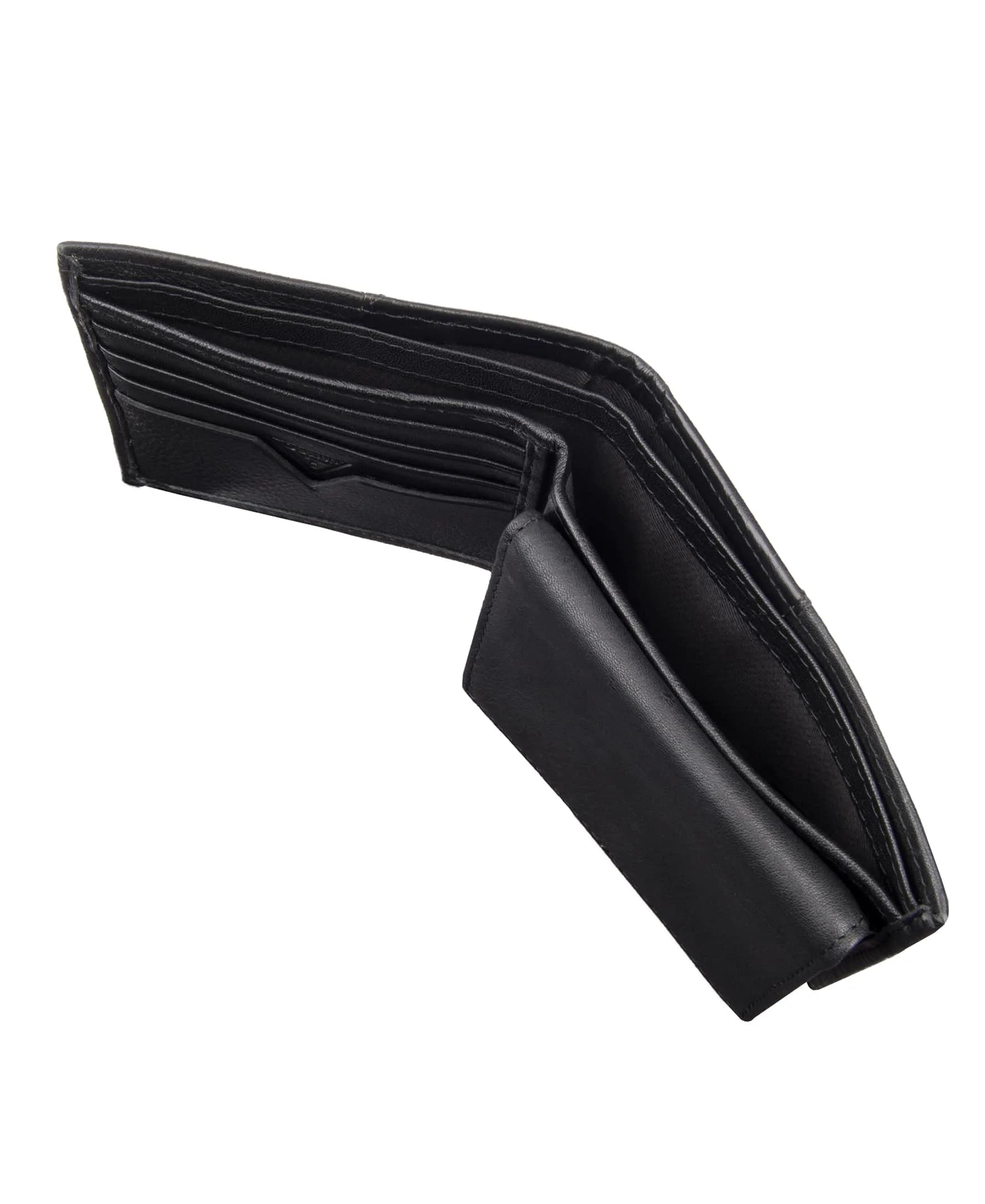 GUESS Men's Black Full-Grain Leather Passcase Wallet | RFID Blocking, 6 Card Slots, ID Window - view 3