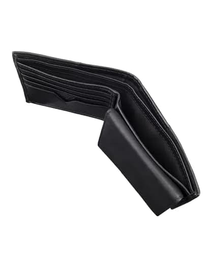 GUESS Men's Black Full-Grain Leather Passcase Wallet | RFID Blocking, 6 Card Slots, ID Window thumbnail 3