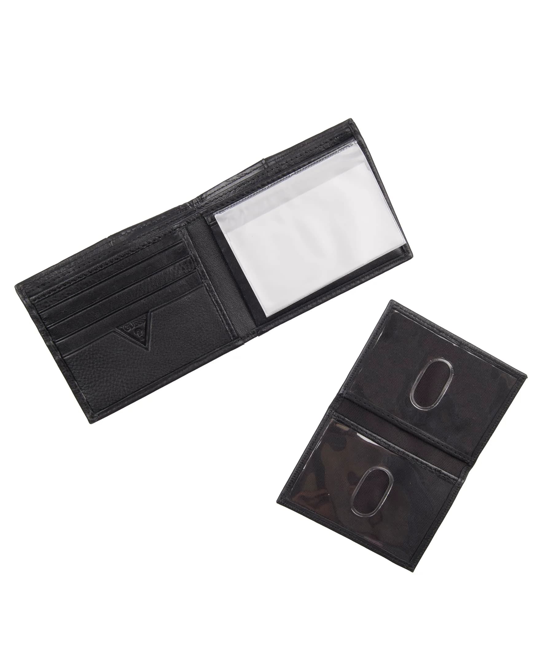 GUESS Men's Black Full-Grain Leather Passcase Wallet | RFID Blocking, 6 Card Slots, ID Window - view 4