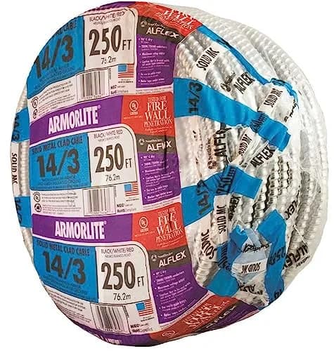 Southwire Armorlite Type MC Aluminum Armored Cable 14/3 600V 250 Ft Coil | Suitable for Commercial & Industrial Wiring thumbnail 5