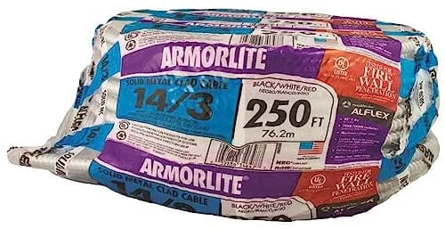 Southwire Armorlite Type MC Aluminum Armored Cable 14/3 600V 250 Ft Coil | Suitable for Commercial & Industrial Wiring thumbnail 3