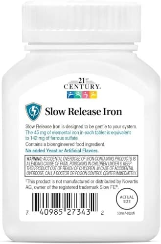 21st Century Slow Release Iron Tablets 60 Count (Pack of 3) | High Potency Mineral Supplement thumbnail 6