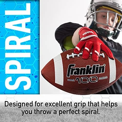 Franklin Sports Grip-Rite 100 Junior Football | Official Junior Size 10" x 6" Rubber Ball thumbnail 5