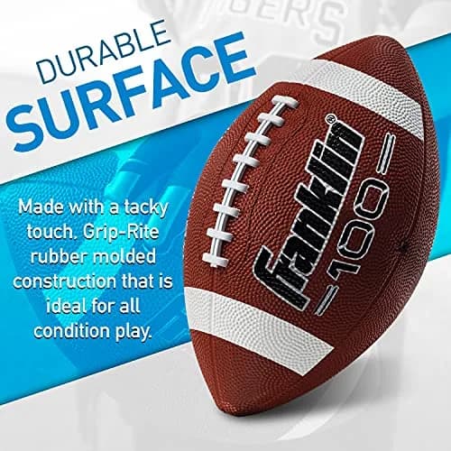 Franklin Sports Grip-Rite 100 Junior Football | Official Junior Size 10" x 6" Rubber Ball thumbnail 2