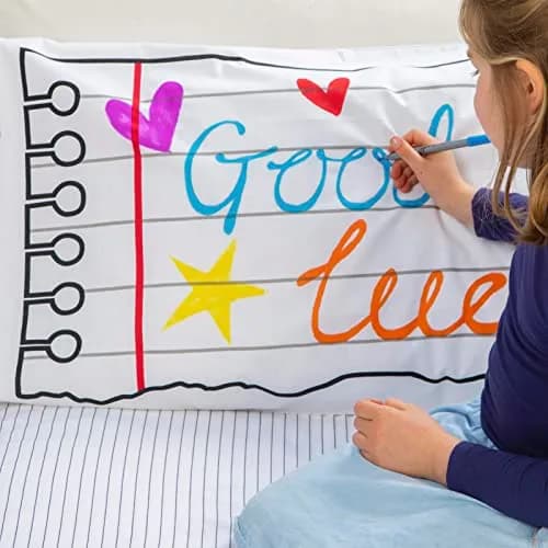eatsleepdoodle Doodle Notebook Coloring Pillowcase, 20x30in | Reversible Cotton Pillowcase for Kids thumbnail 1
