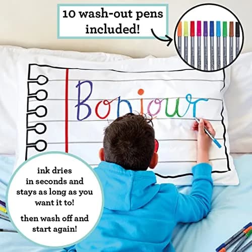 eatsleepdoodle Doodle Notebook Coloring Pillowcase, 20x30in | Reversible Cotton Pillowcase for Kids thumbnail 2