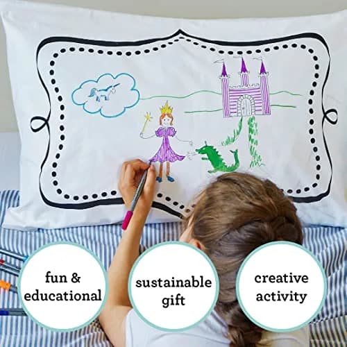 eatsleepdoodle Doodle Notebook Coloring Pillowcase, 20x30in | Reversible Cotton Pillowcase for Kids thumbnail 3