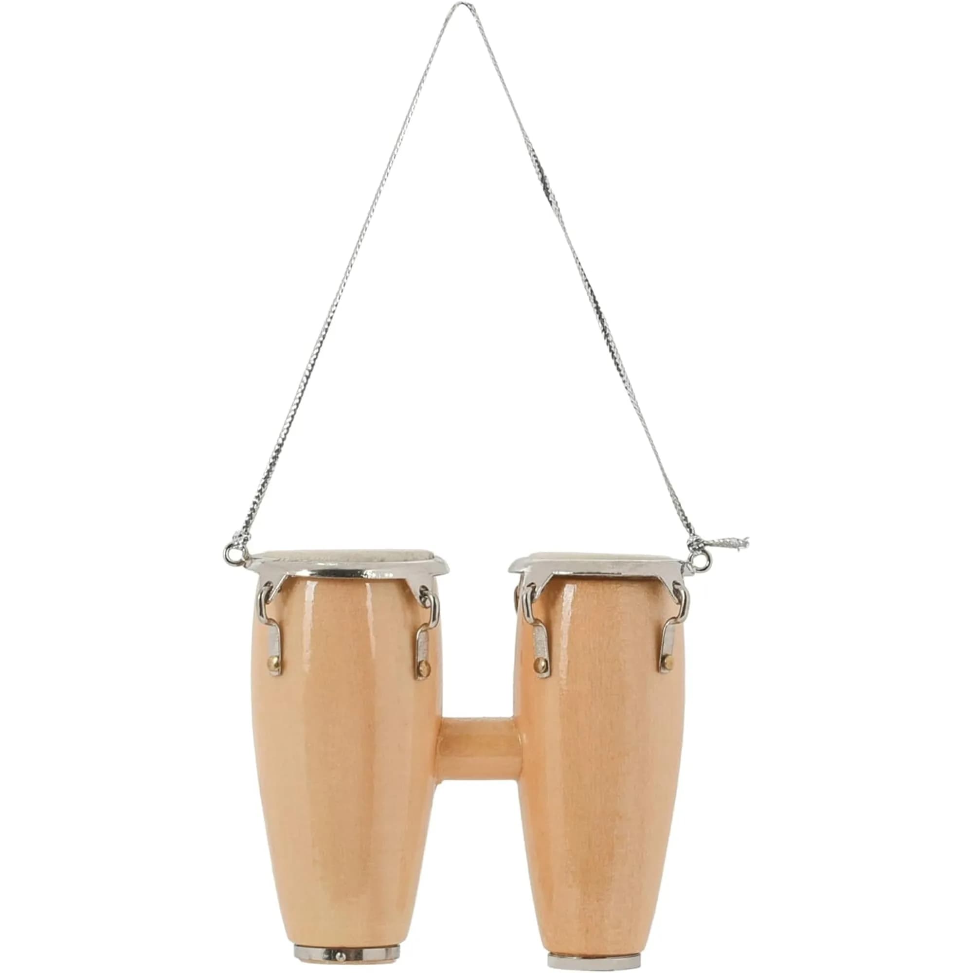 Broadway Gifts Natural Brown Wood & Brass Double Conga Drum Ornament | Realistic Musician Decor - main product image