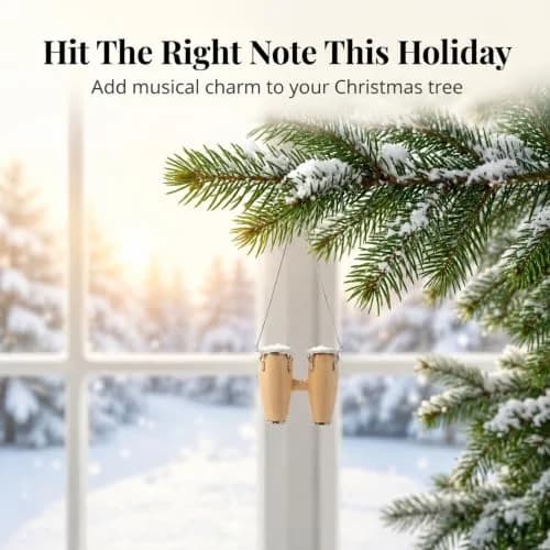 Broadway Gifts Natural Brown Wood & Brass Double Conga Drum Ornament | Realistic Musician Decor thumbnail 5