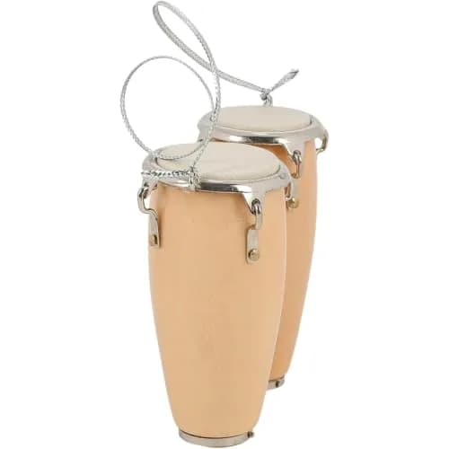 Broadway Gifts Natural Brown Wood & Brass Double Conga Drum Ornament | Realistic Musician Decor thumbnail 6