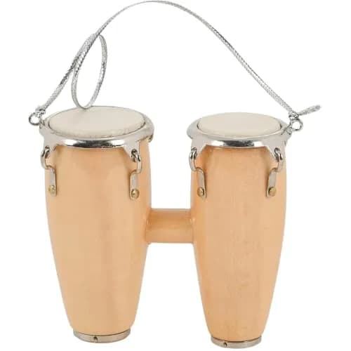 Broadway Gifts Natural Brown Wood & Brass Double Conga Drum Ornament | Realistic Musician Decor thumbnail 7