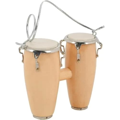Broadway Gifts Natural Brown Wood & Brass Double Conga Drum Ornament | Realistic Musician Decor thumbnail 8