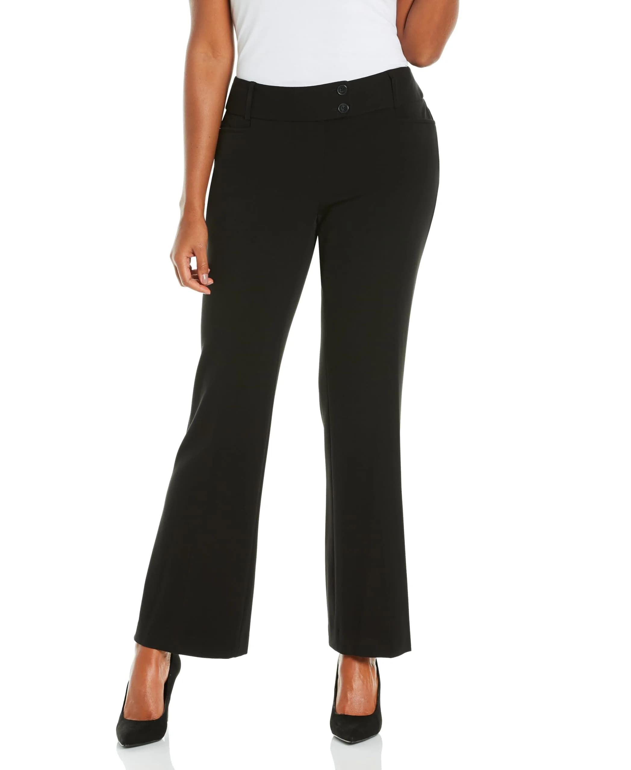 Rafaella Petite Curvy Fit Gabardine Bootcut Dress Pants 27" & 30" Inseams | Soft Stretch Work Slacks