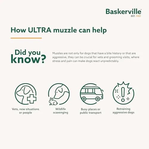 Baskerville ULTRA Dog Muzzle Size 3 | Humane Fit for Reactive Dogs, Adjustable & Padded (70-120 chars) thumbnail 4
