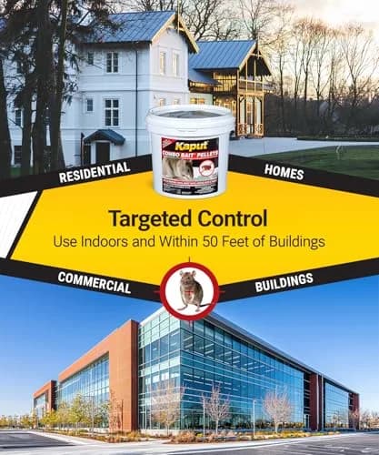 Kaput Combo Bait Pellets Rat & Flea Killer with Warfarin & Imidacloprid, 64 oz (32 x 2oz Place Packs) | EPA Registered Rodenticide thumbnail 5